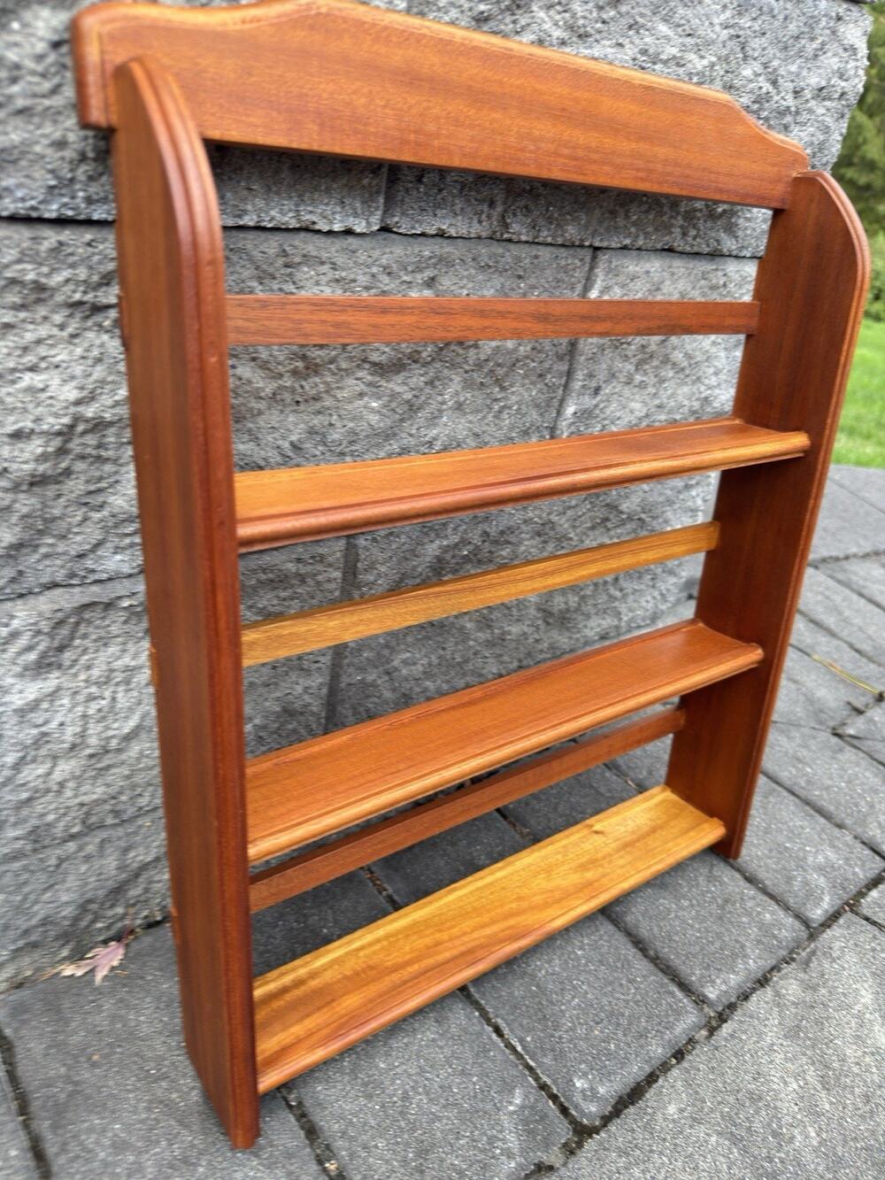 Vintage Wooden Spice Rack Wall Mounted 3 Tier Display Shelf Organizer 18.5x16”
